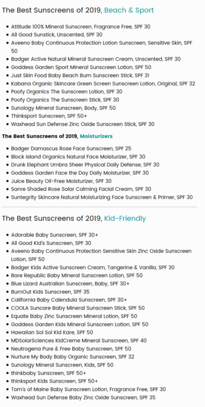 Best Sunscrens List